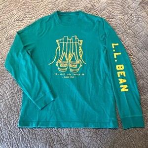 LL BEAN Medium Slightly Fitted Long Sleeve Spell Out Duck‎ Boots Teal